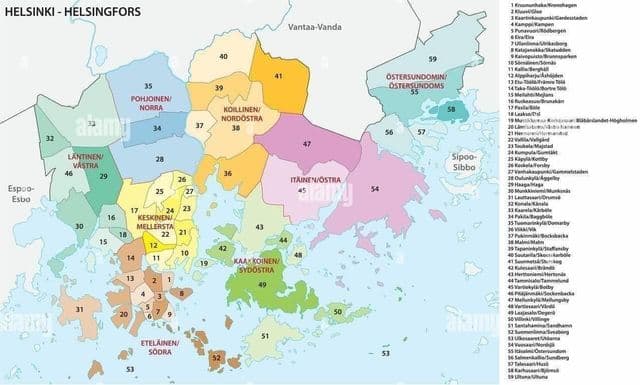 Helsinki wijken kaart
